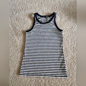J. Crew Womens XXS Tank 100% Cotton Blue and White Striped Sleeveless